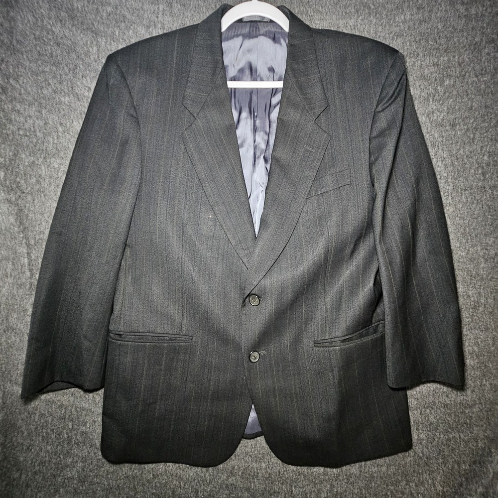 Givenchy Monsieur Suit Jacket Mens 40R Charcoal Gray Pinstripe Wool Blazer